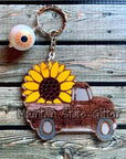 Sunflower Vintage Truck Acrylic Blank