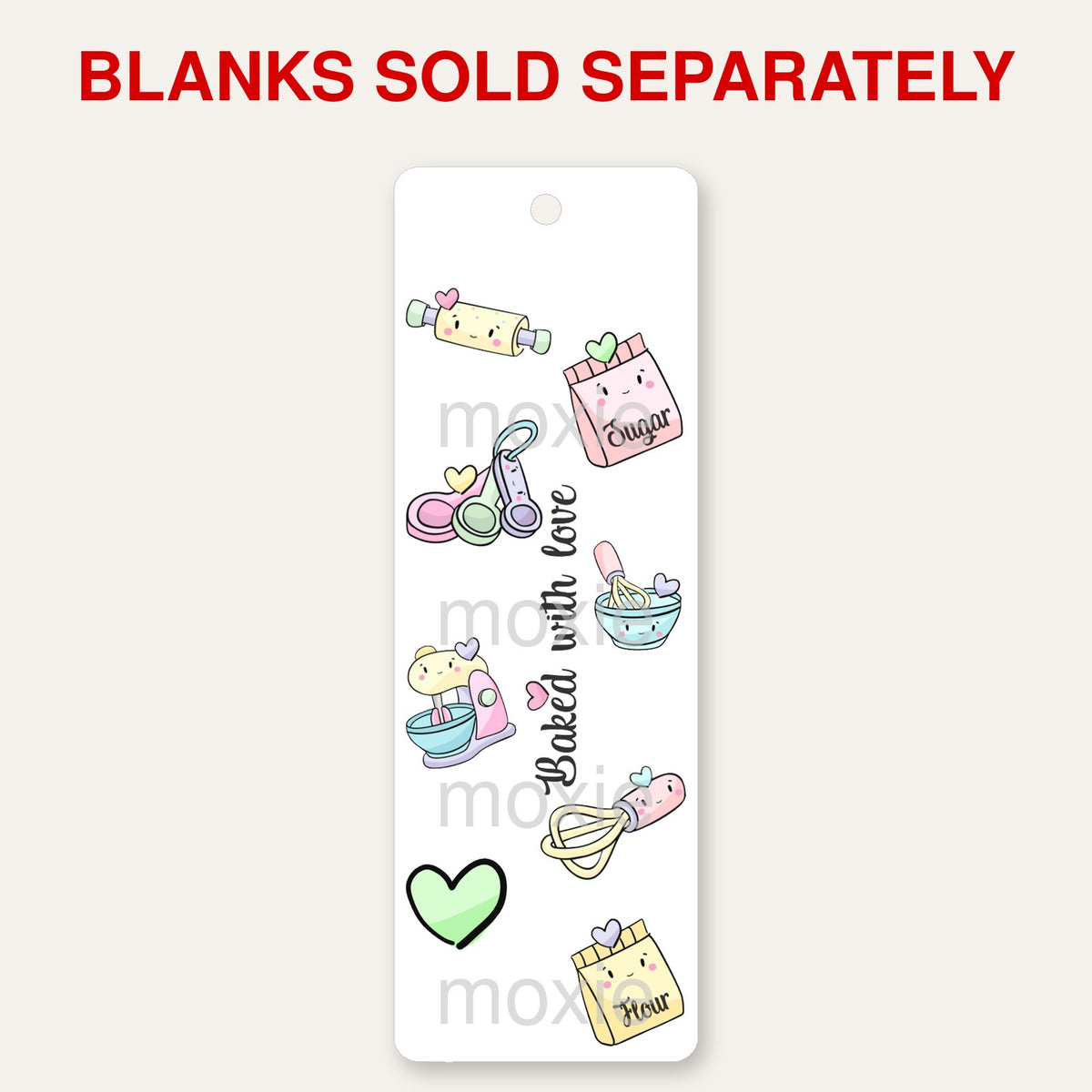 Baking bookmark UV DTF decal shown on an acrylic bookmark blank, blanks sold separately