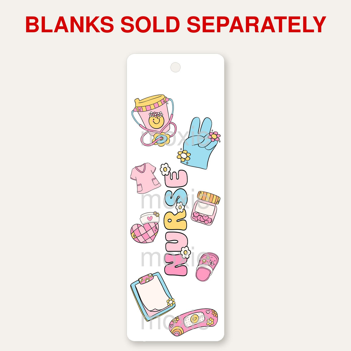 Groovy Nurse bookmark UV DTF decal shown on an acrylic bookmark blank, blanks sold separately