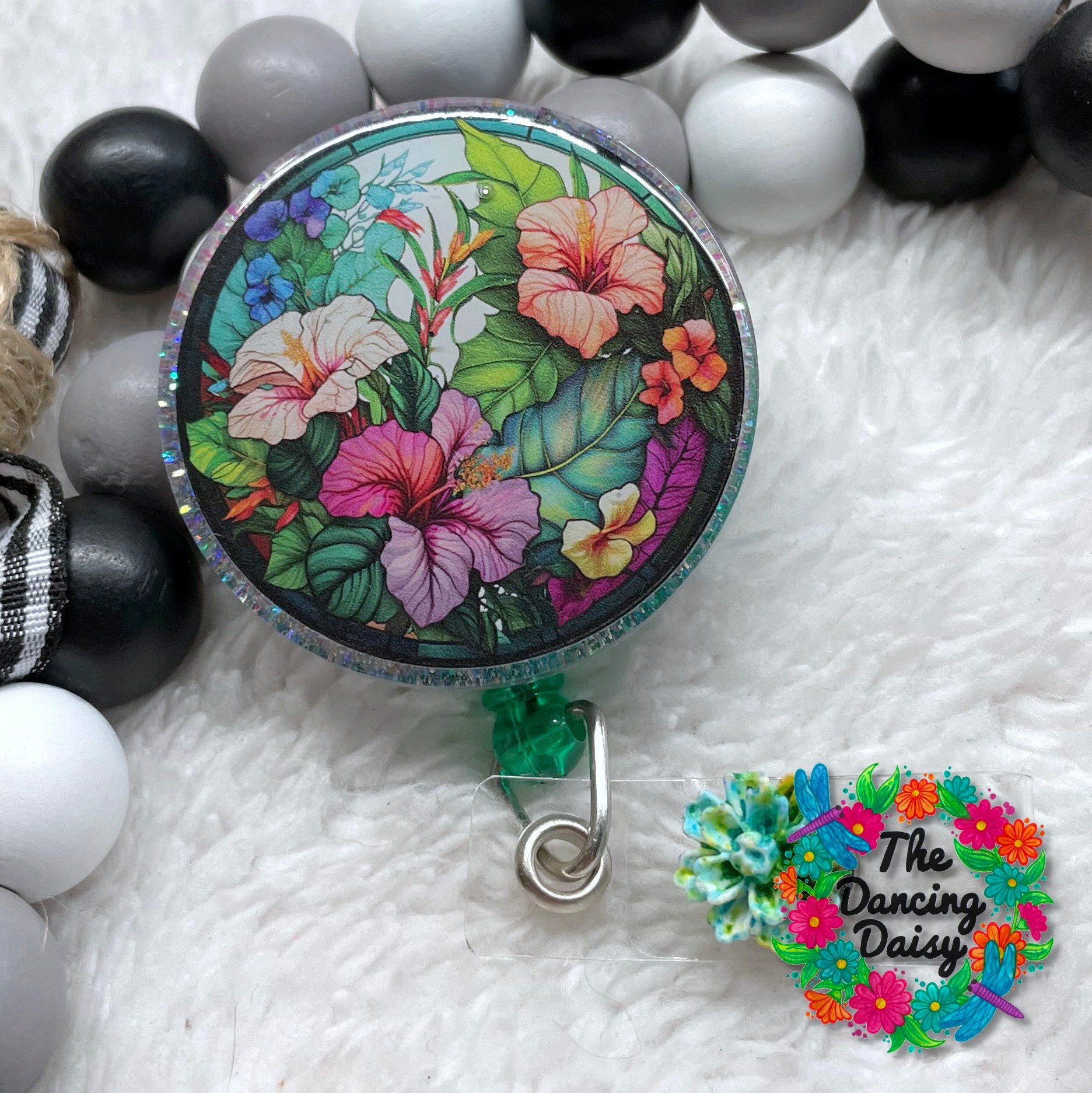 Stained Glass Hibiscus Decal