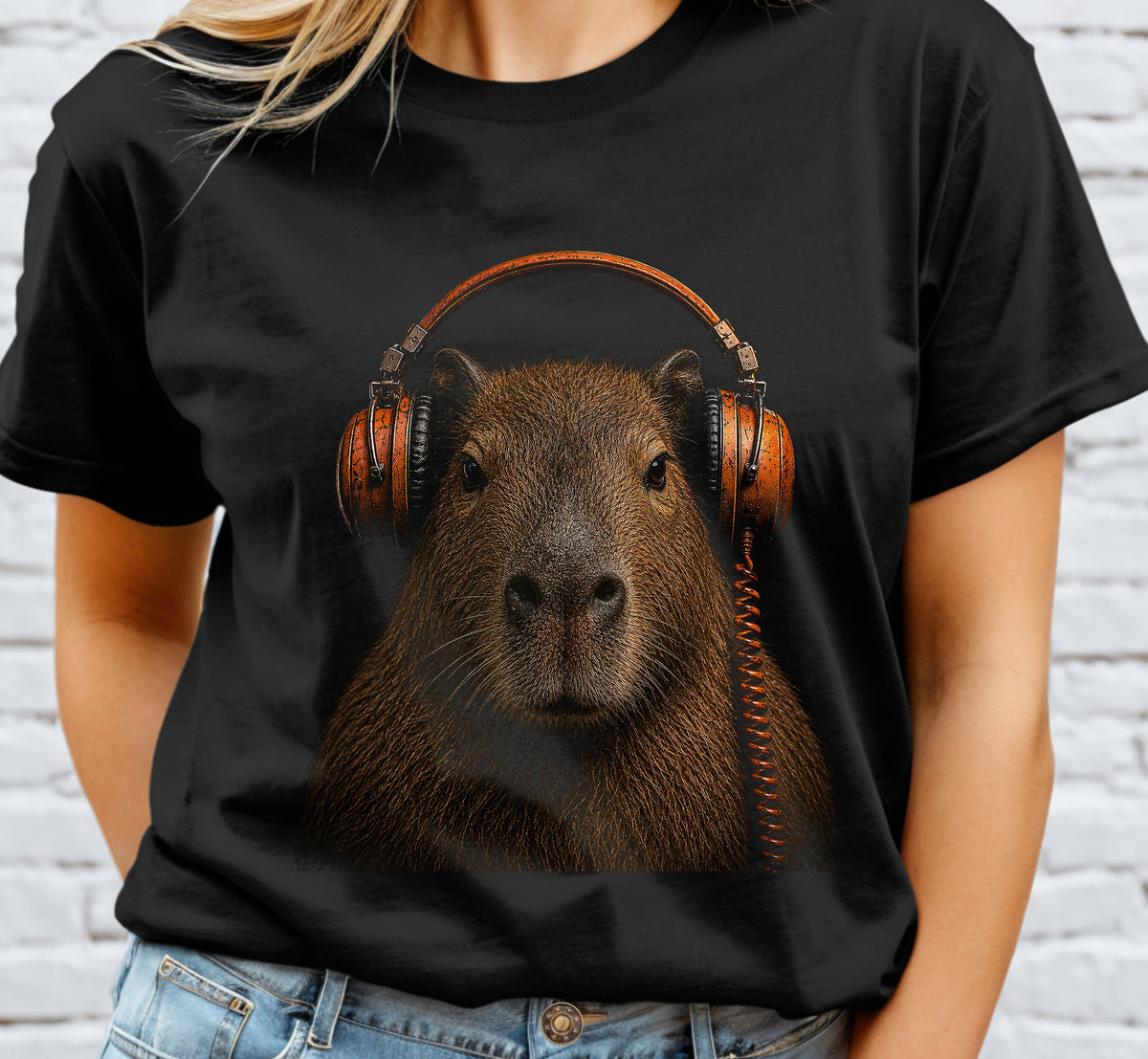 Capybara Headphones Halftone DTF Transfer