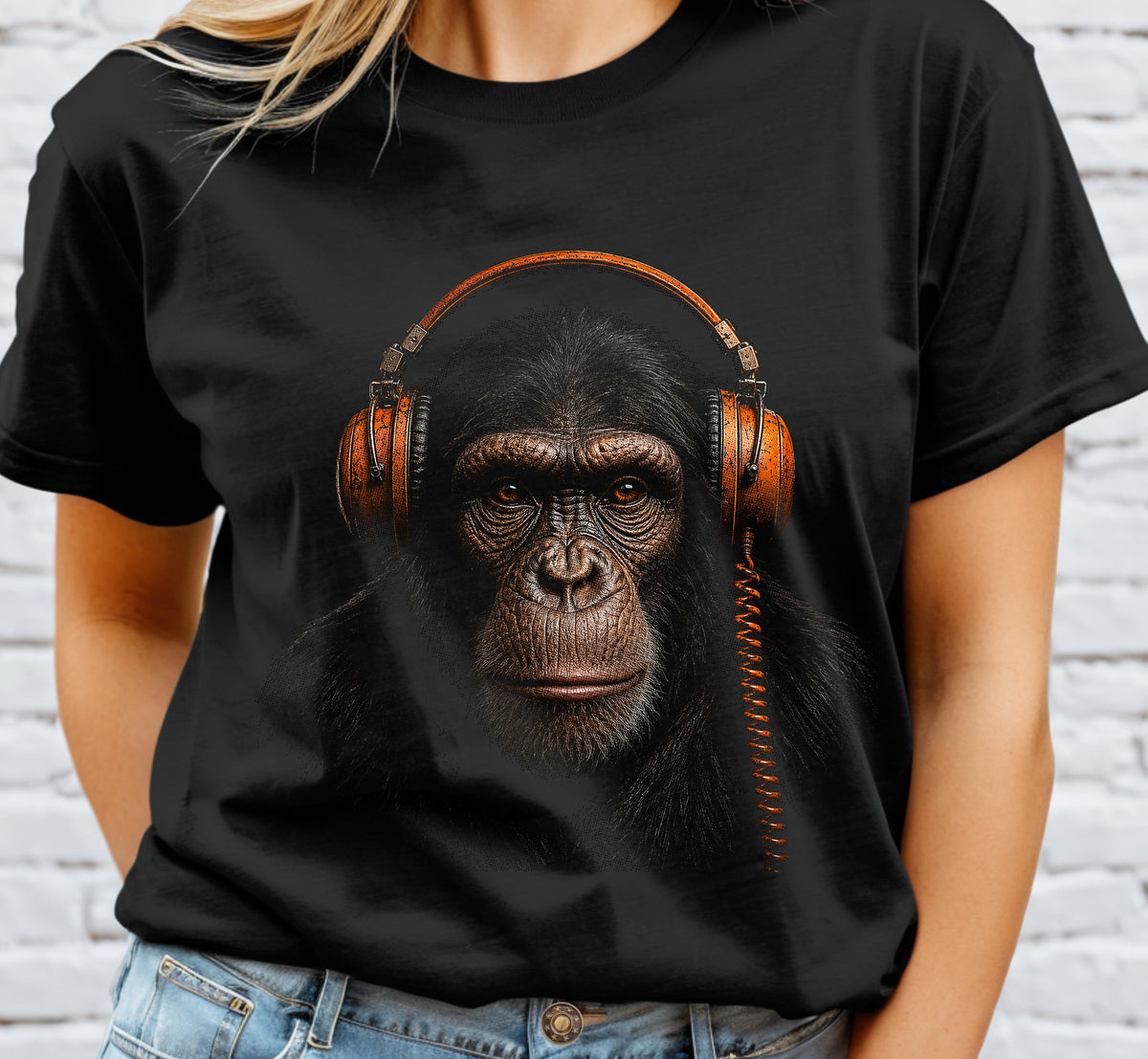 Chimp Headphones Halftone DTF Transfer