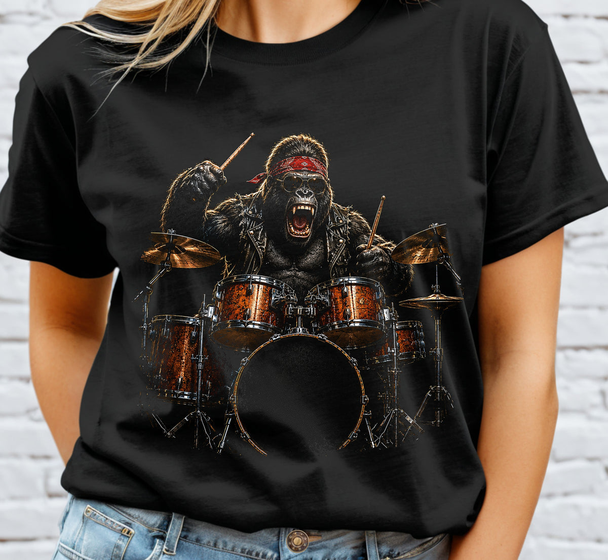 Gorilla Drums Halftone DTF Transfer