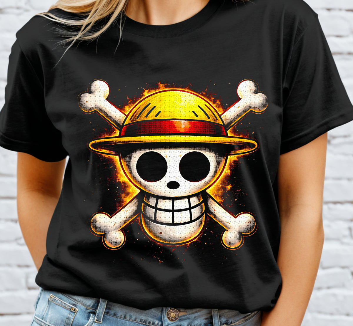 Luffy Skull Crossbones Halftone DTF Transfer