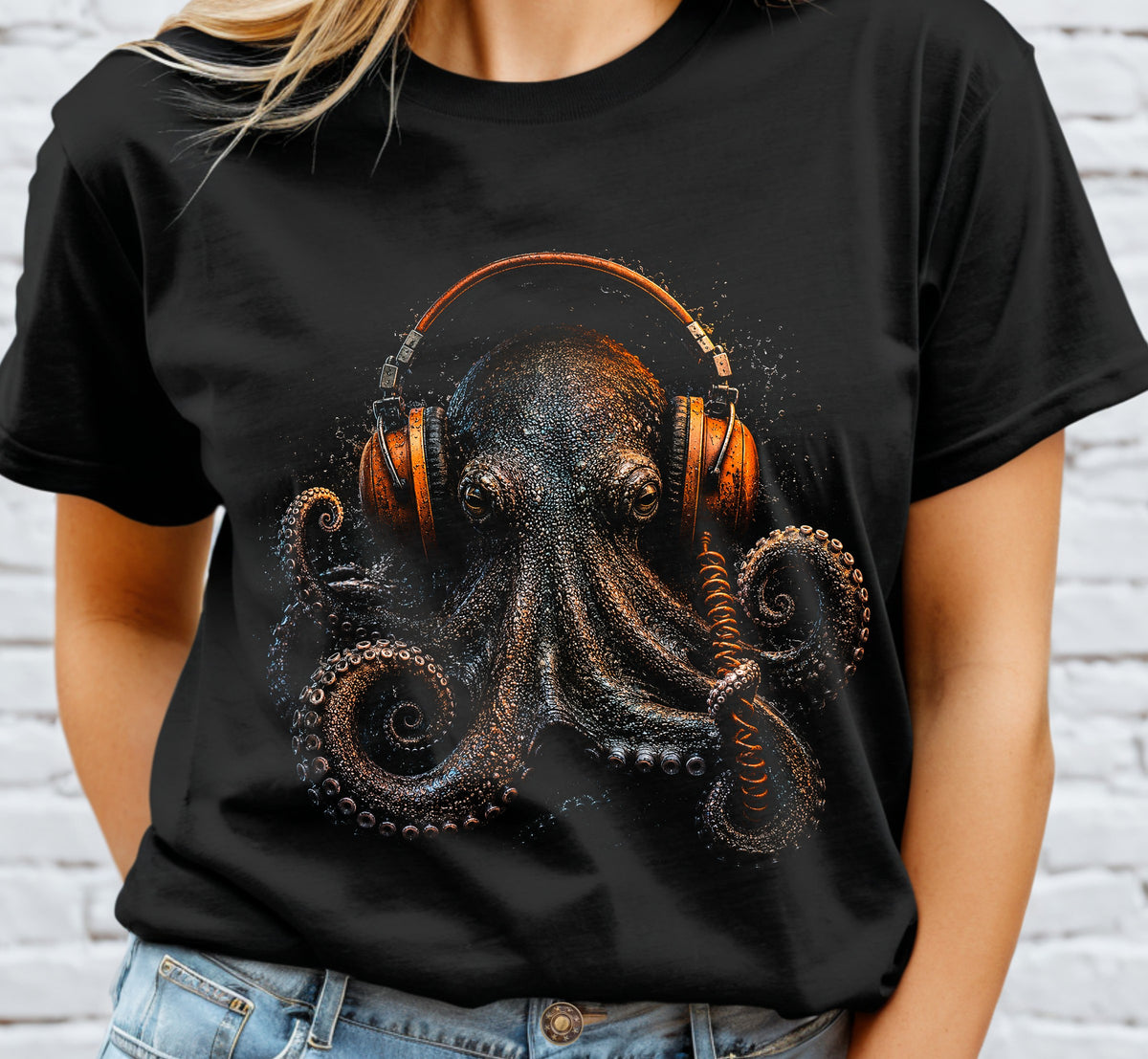 Octopus Headphones Halftone DTF Transfer