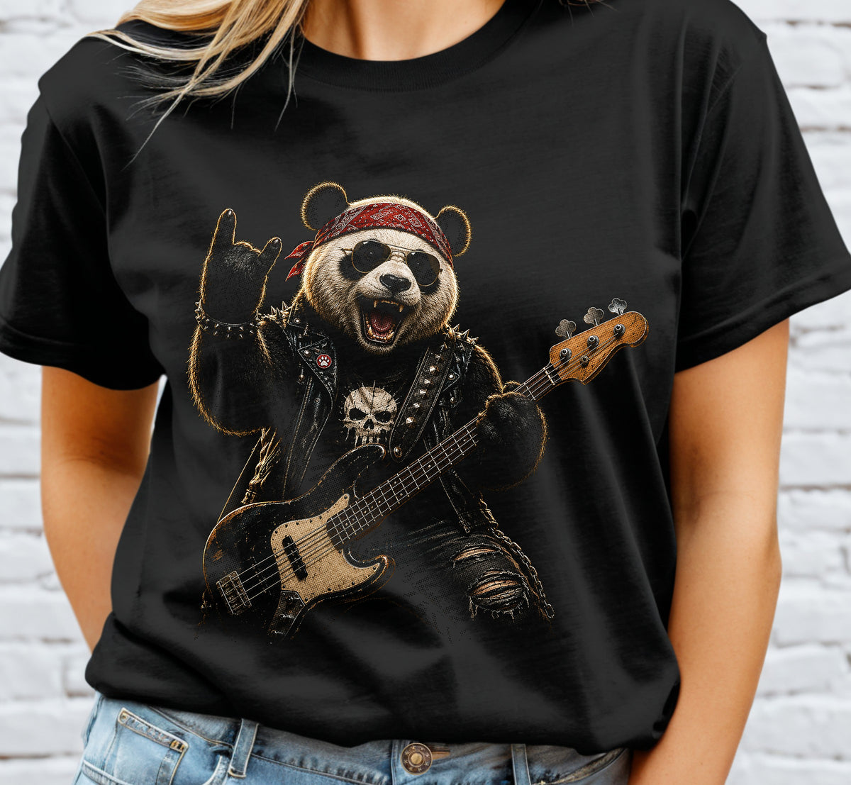 Panda Bass Guitar Halftone DTF Transfer