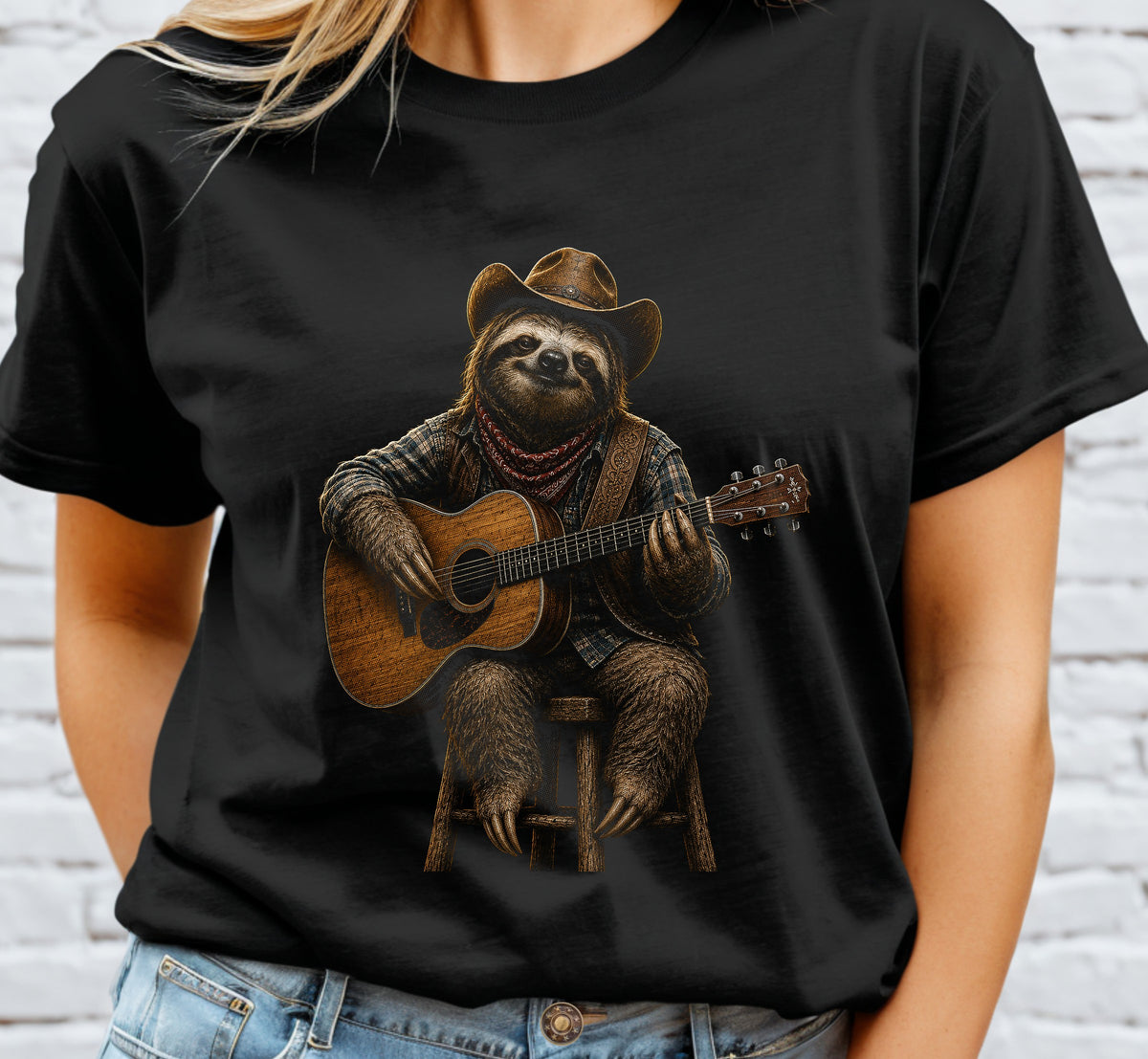 Sloth Country Halftone DTF Transfer