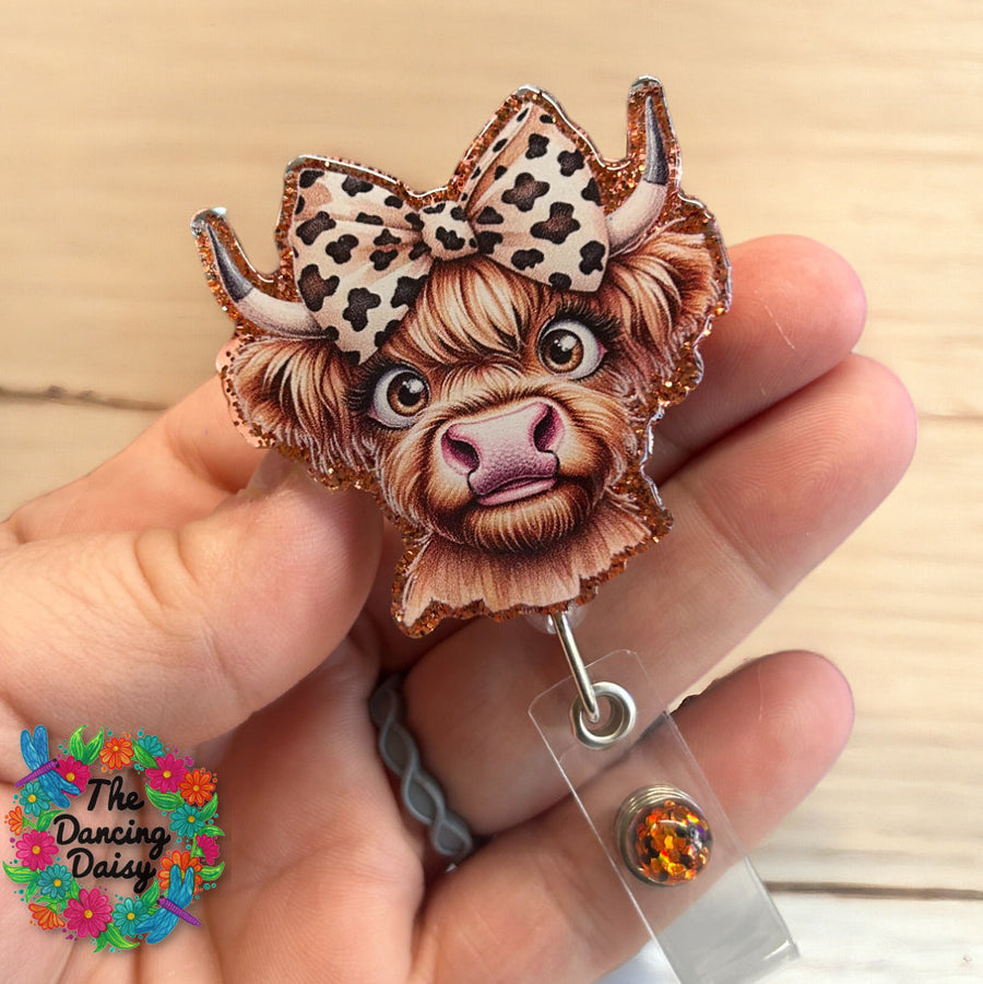 Highland Cow Face Bow Decal & Acrylic Blank COMBO