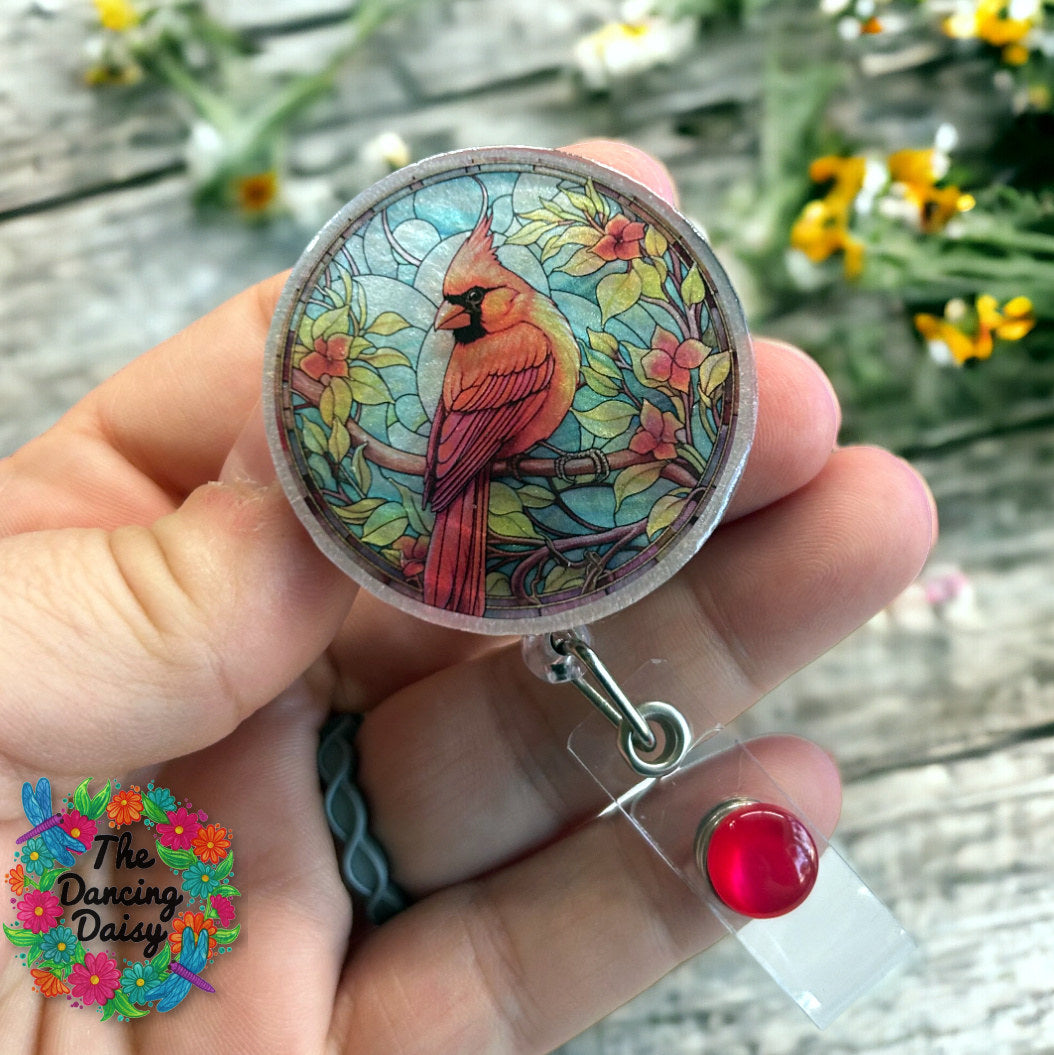 Stained Glass Cardinal Decal