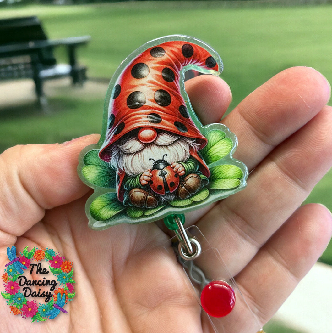 Gnome Holding Ladybug Decal &amp; Acrylic Blank COMBO