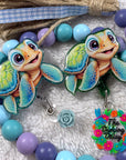 Blue Green Sea Turtle Decal & Acrylic Blank COMBO