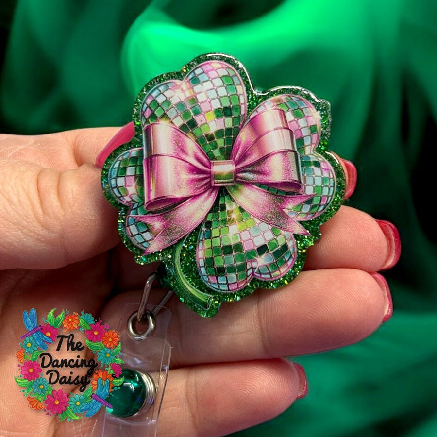 Bow Disco Clover Decal & Acrylic Blank COMBO