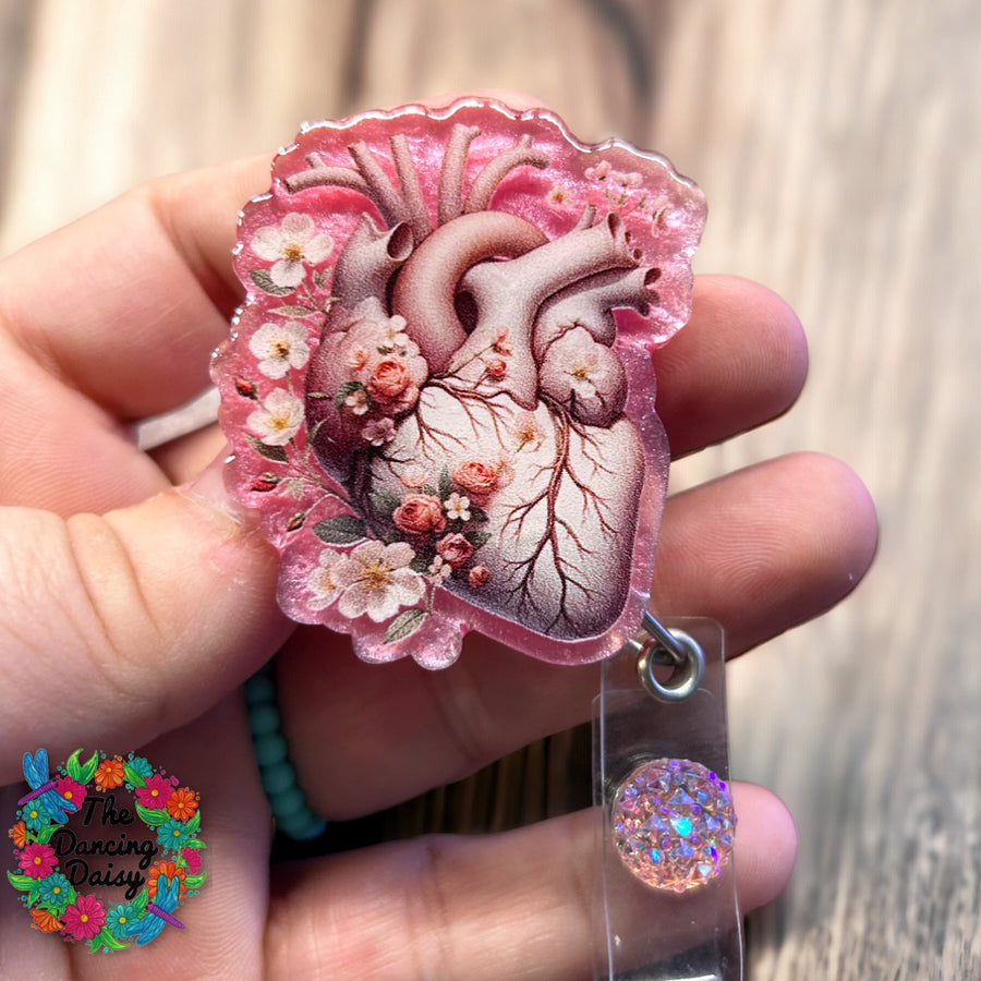 Floral Anatomical Heart Decal & Acrylic Blank COMBO