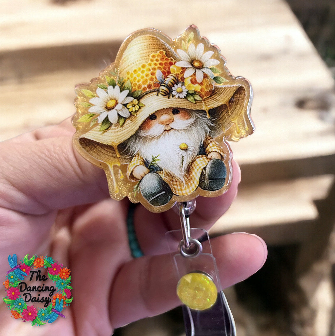 Honey Bee Daisy Gnome Decal &amp; Acrylic Blank COMBO