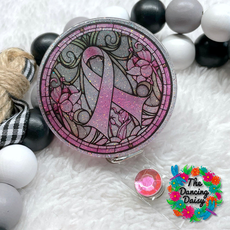 Stained Pink Ribbon Decal