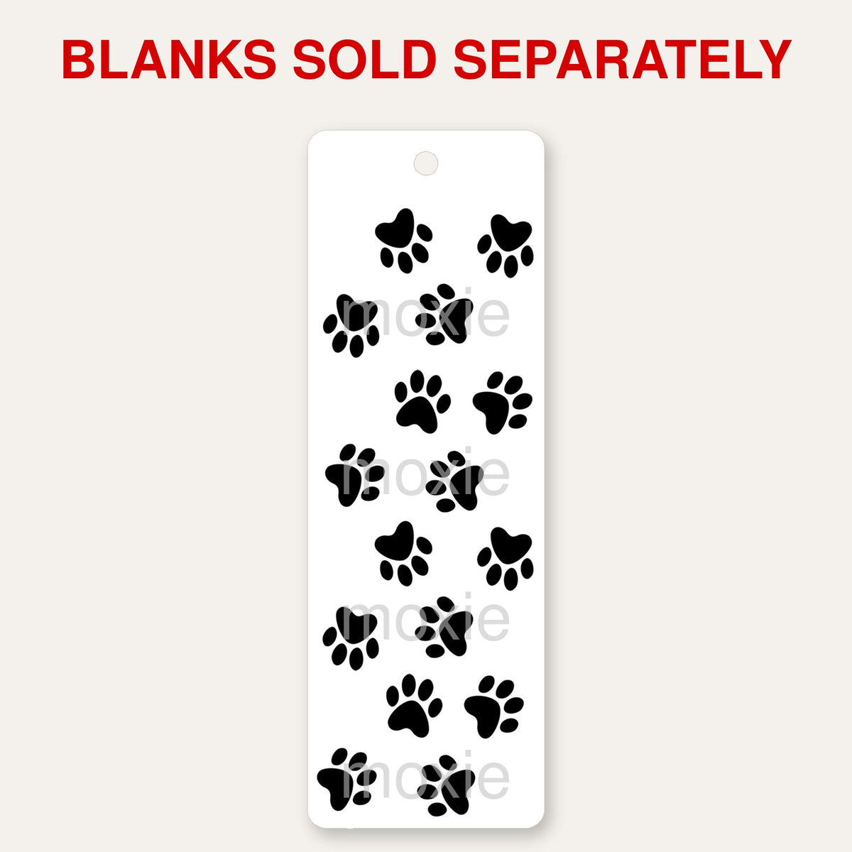 Paws Black bookmark UV DTF decal shown on an acrylic bookmark blank, blanks sold separately