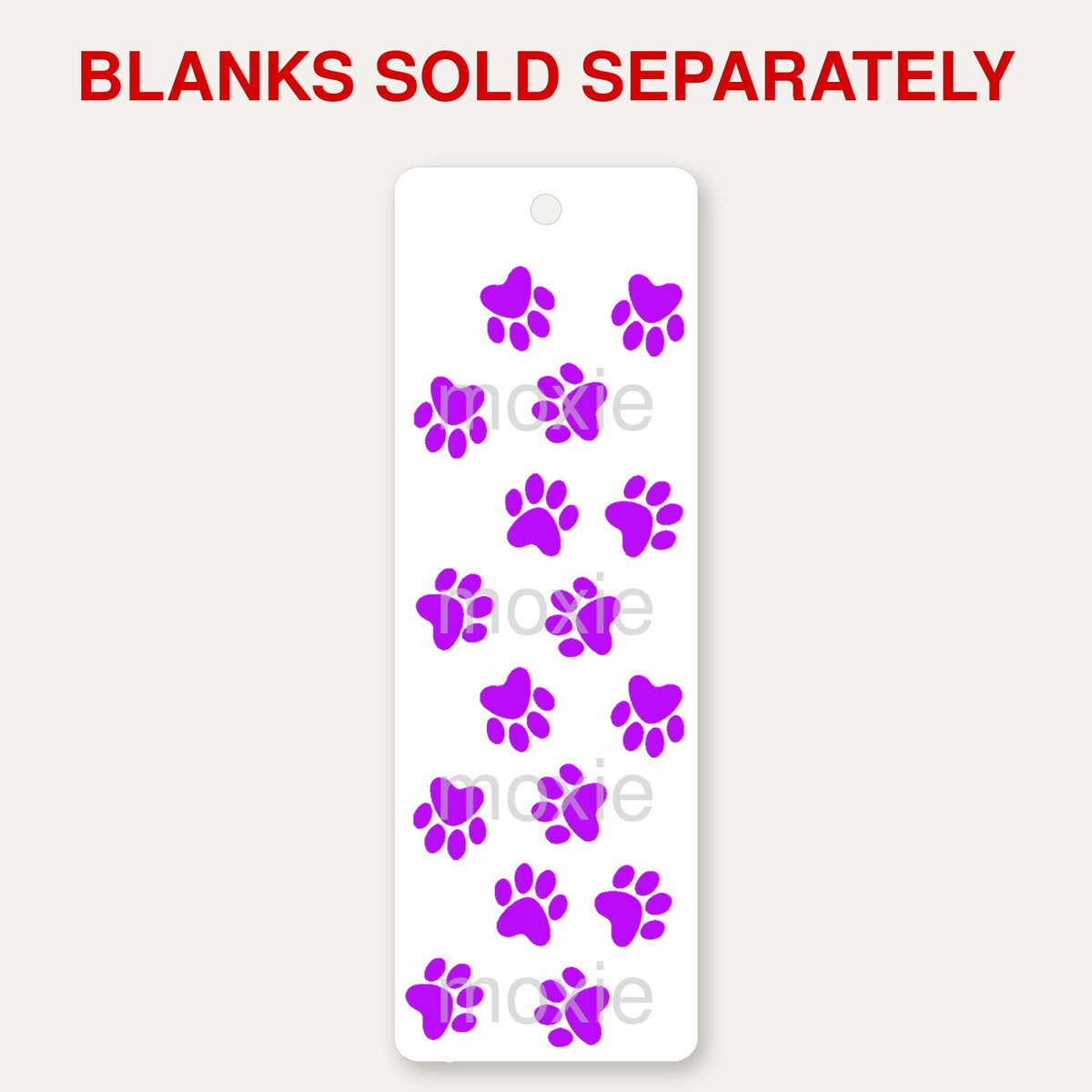 Paws Purple bookmark UV DTF decal shown on an acrylic bookmark blank, blanks sold separately