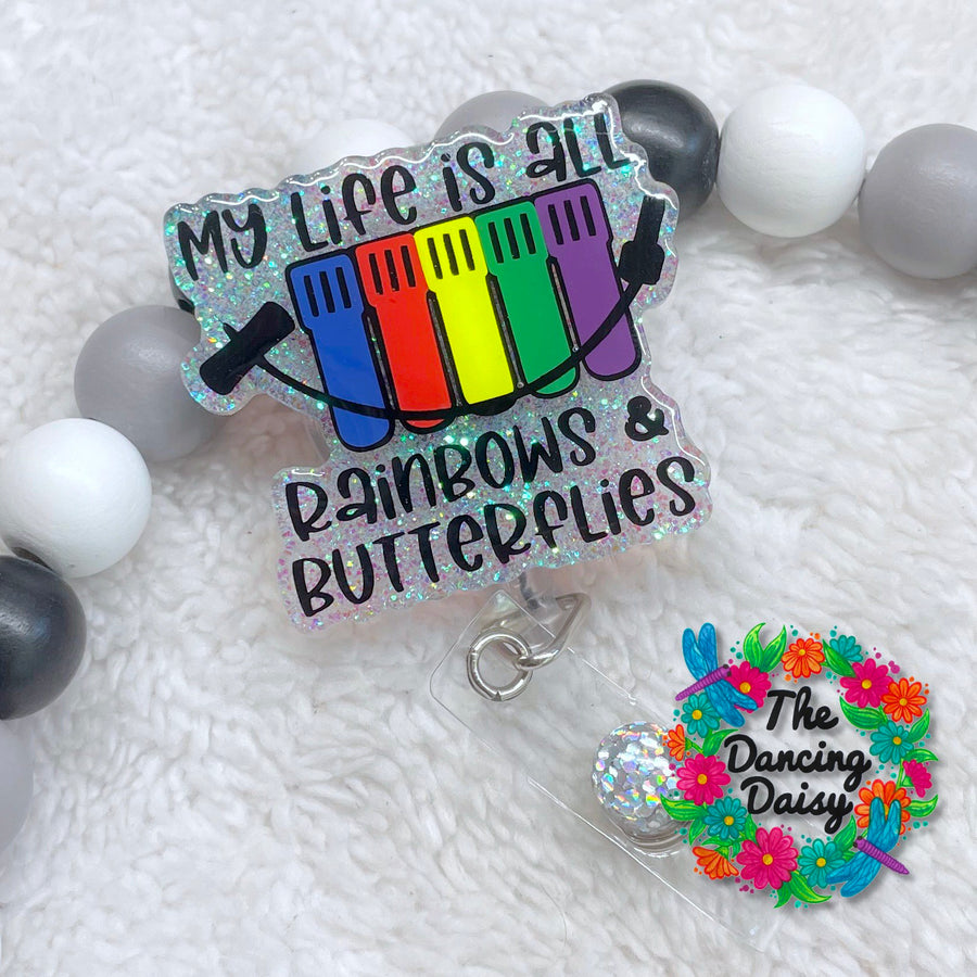 Rainbows Butterflies Badge Reel Blank