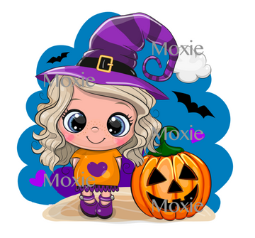 Halloween Girl Decal & Acrylic Blank COMBO