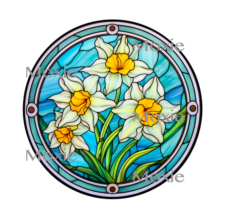 Stained Glass Daffodils Decal