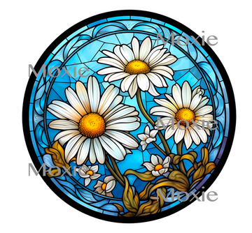 Stained Glass Daisies Decal