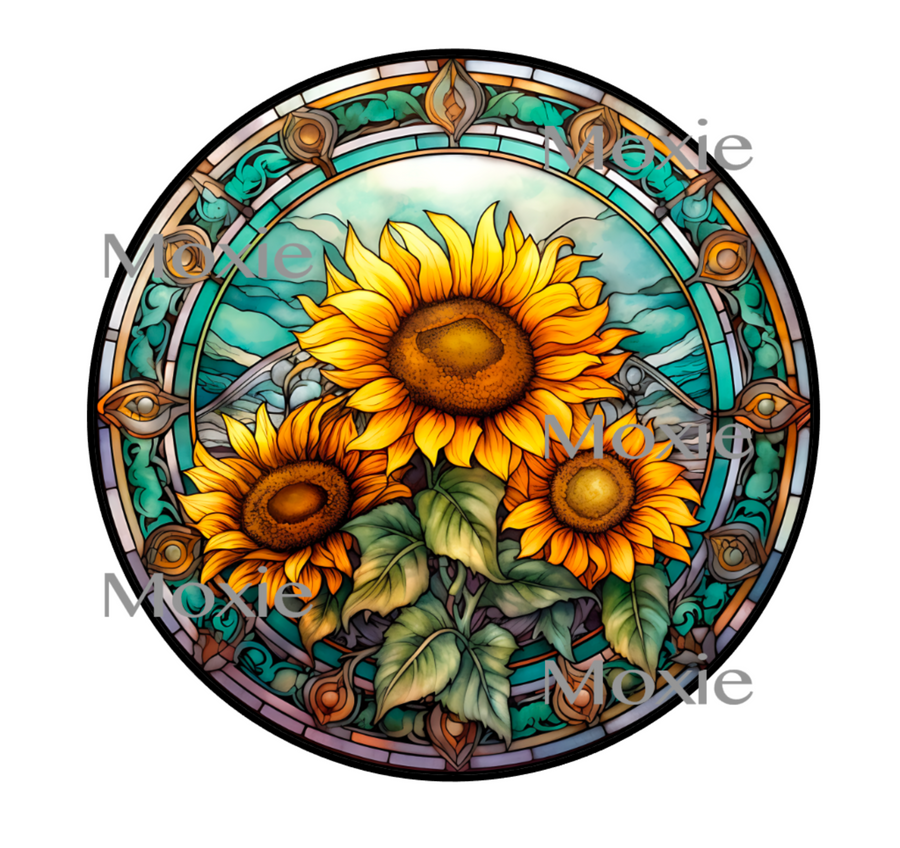 Stained Glass Sunflowers Decal