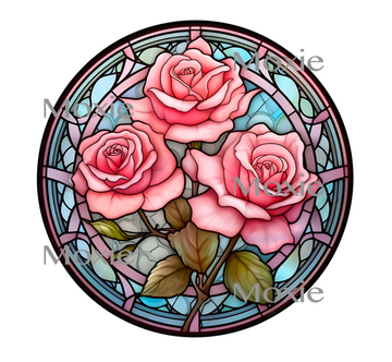 Stained Glass Roses Decal