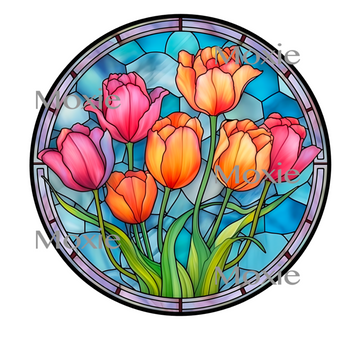 Stained Glass Tulips Decal