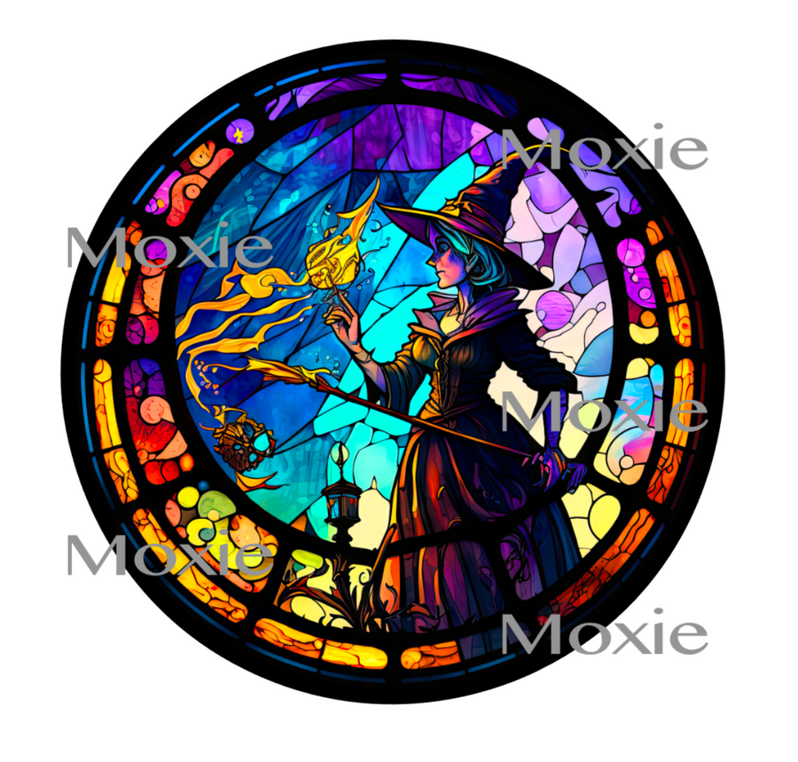Stained Glass Witch Decal