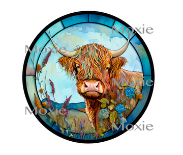 Stained Glass Highland Cow Decal