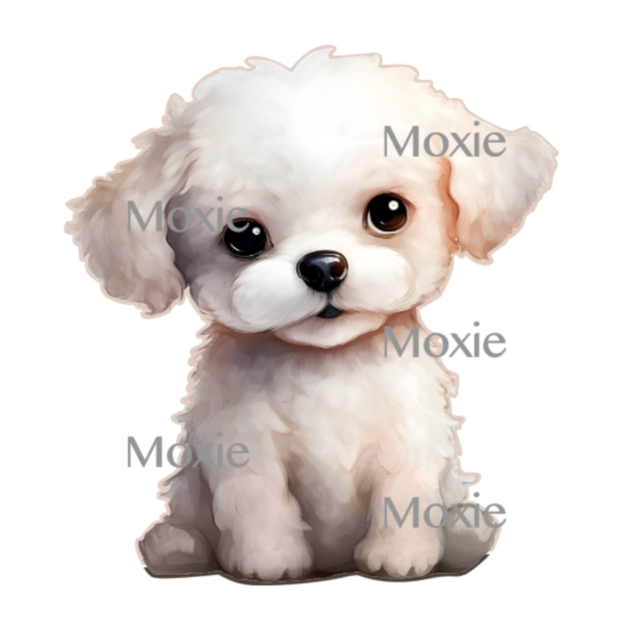 Bichon Frise Pup Decal & Acrylic Blank COMBO