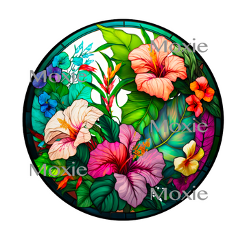 Stained Glass Hibiscus Decal