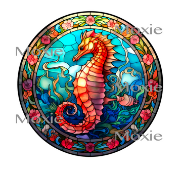 Stained Glass Seahorse Decal