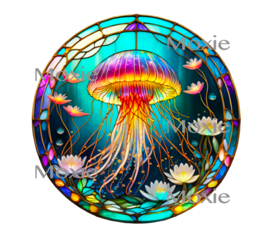 Stained Glass Jellyfish Decal