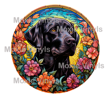 Stained Black Labrador Decal