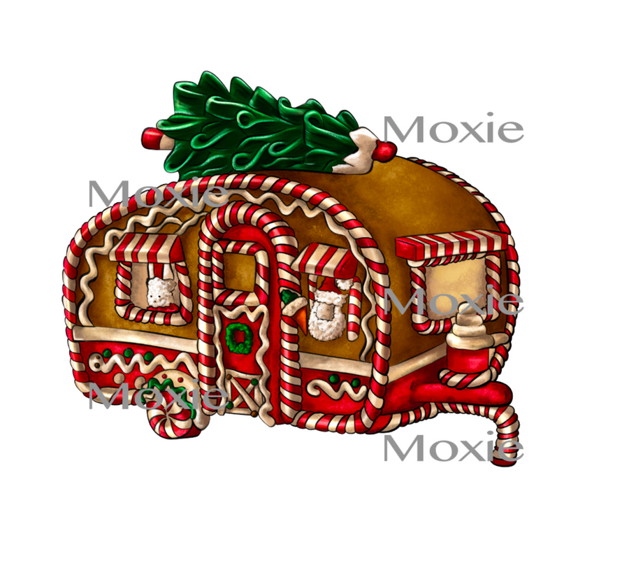 Gingerbread Camper Decal & Acrylic Blank COMBO