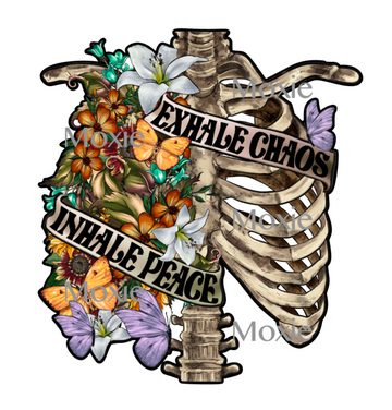 Inhale Peace Floral Rib Cage Decal & Acrylic Blank COMBO