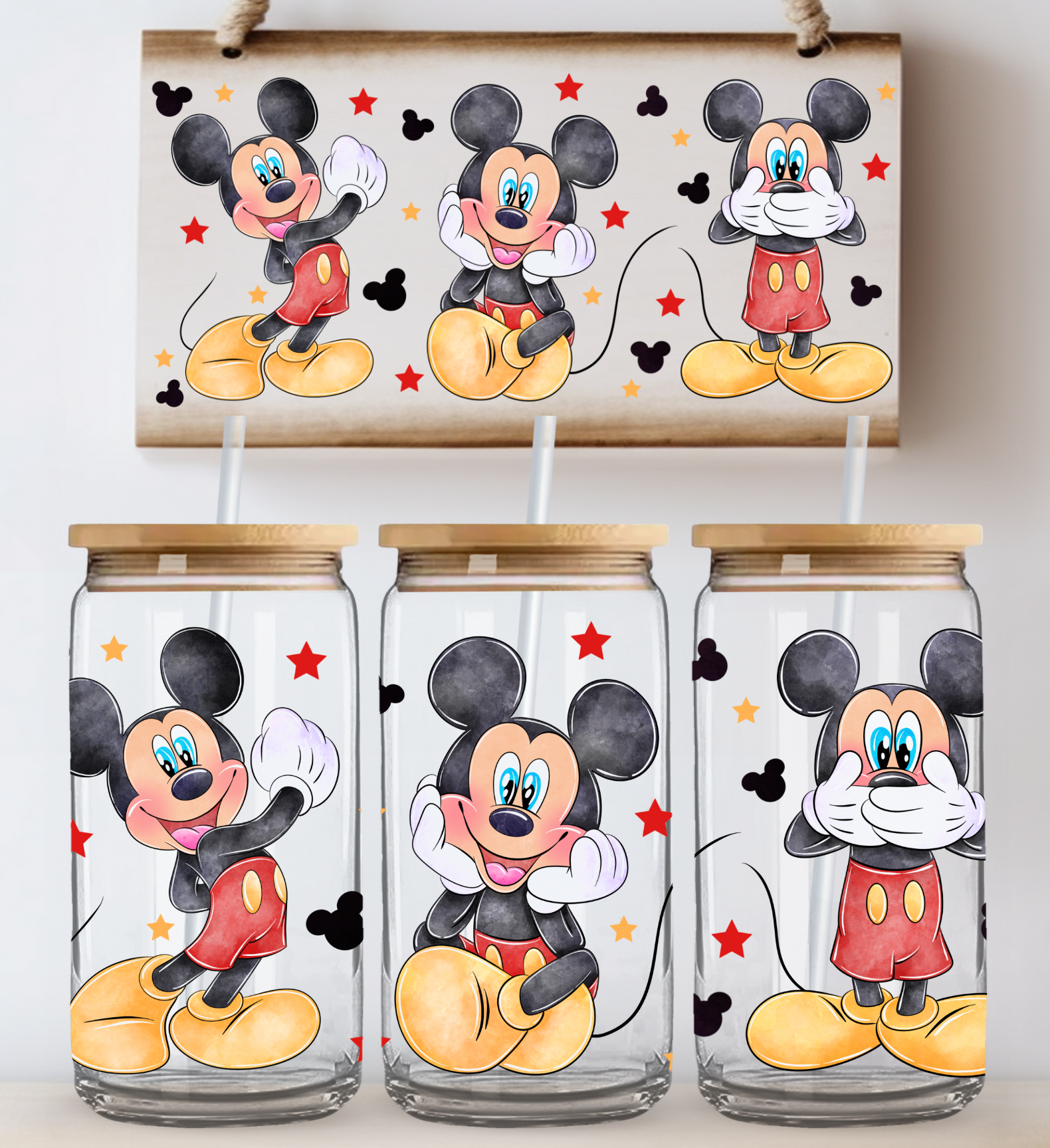 UV DTF Transfers.  Mickey for glass wraps.