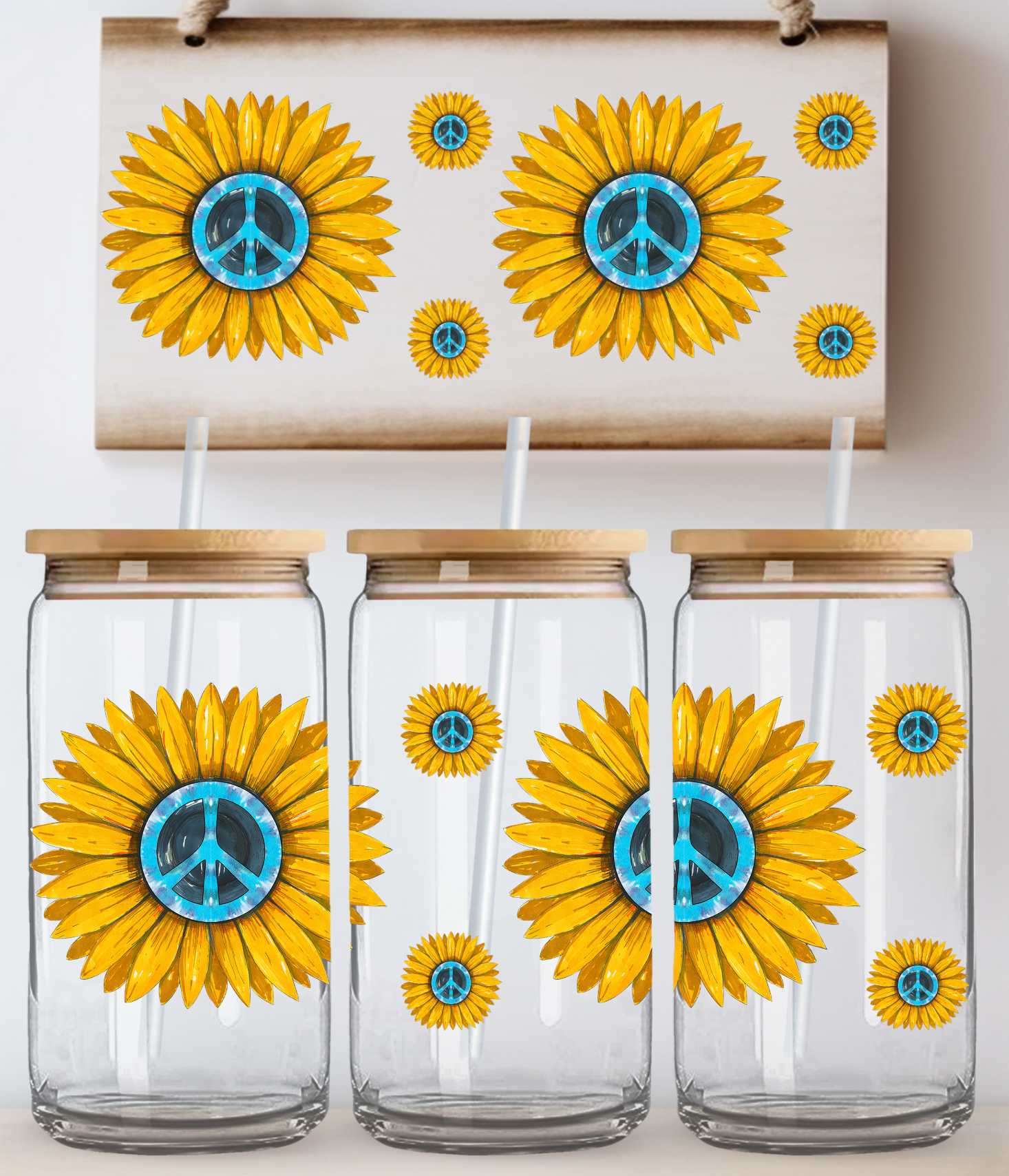 Sunflowers Peace Glass Wrap
