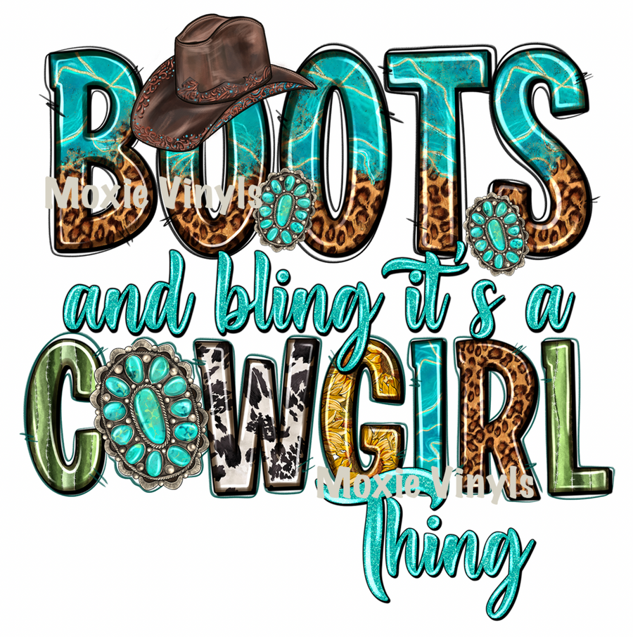 Boots and Bling Cowgirl Thing UV DTF