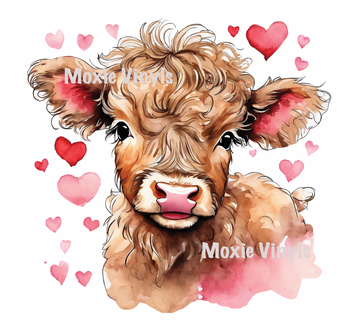 Valentine Highland Cow UV DTF