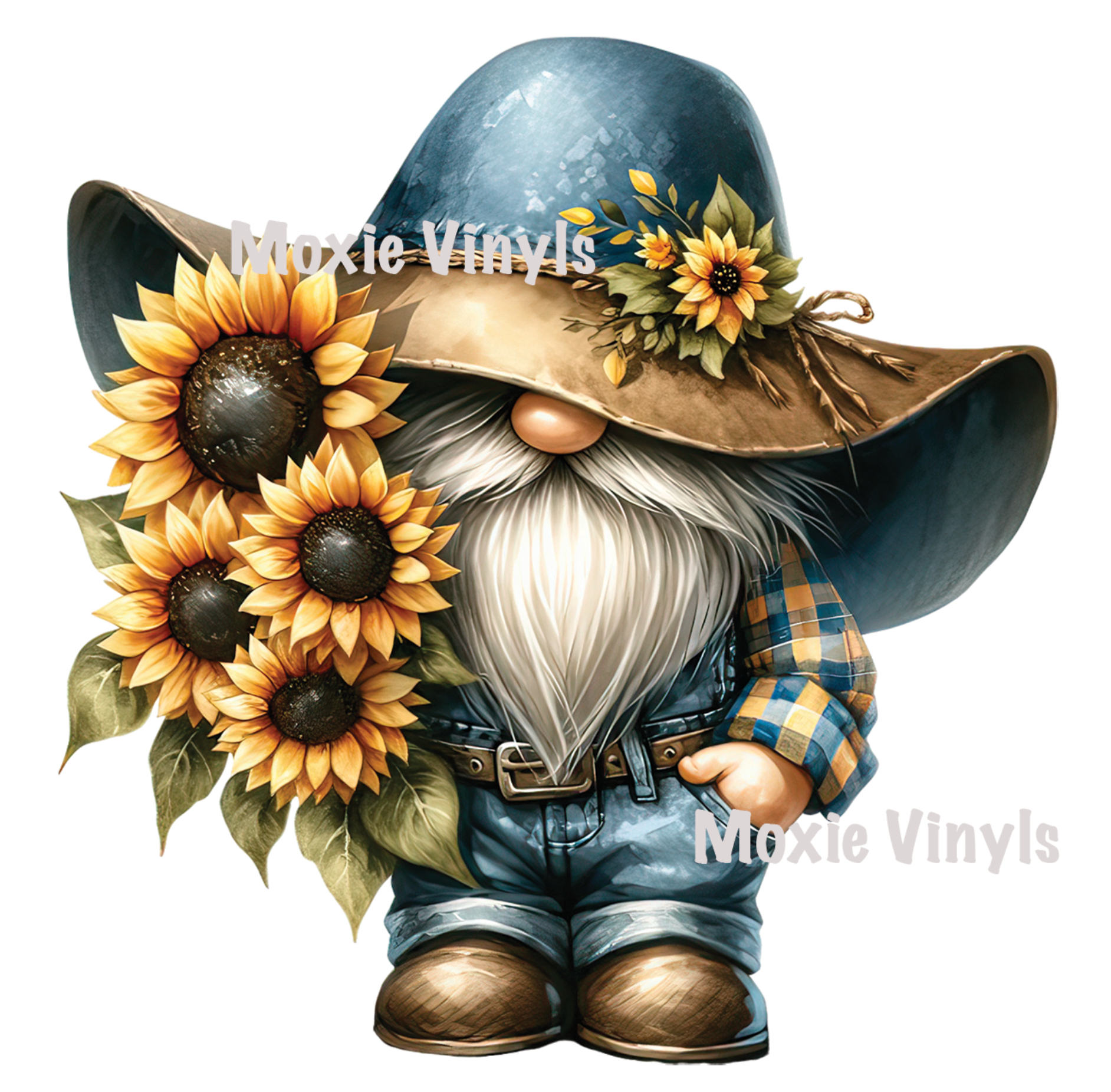 Farmer Sunflower Gnome Decal &amp; Acrylic Blank COMBO