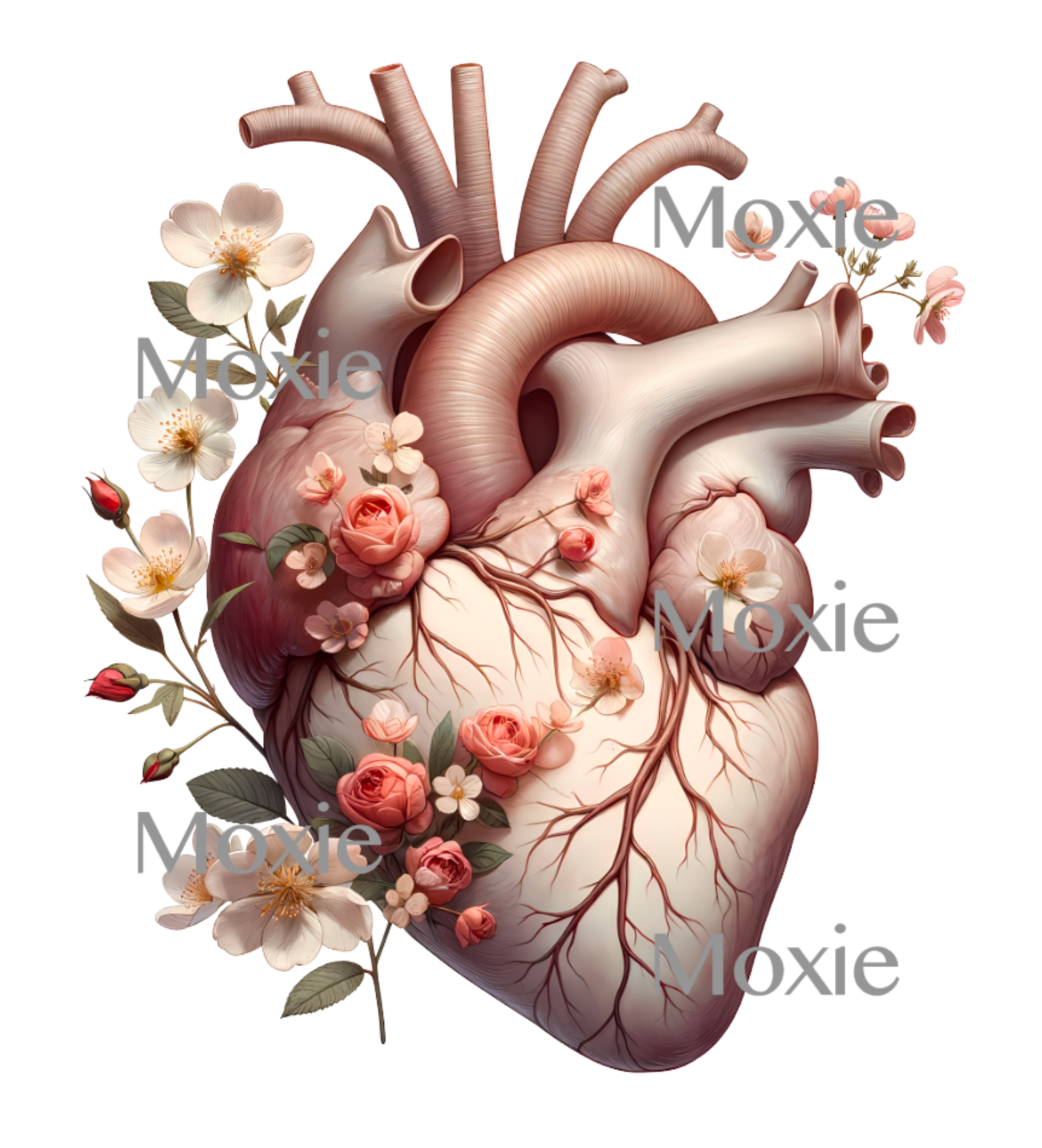 Floral Anatomical Heart Decal &amp; Acrylic Blank COMBO