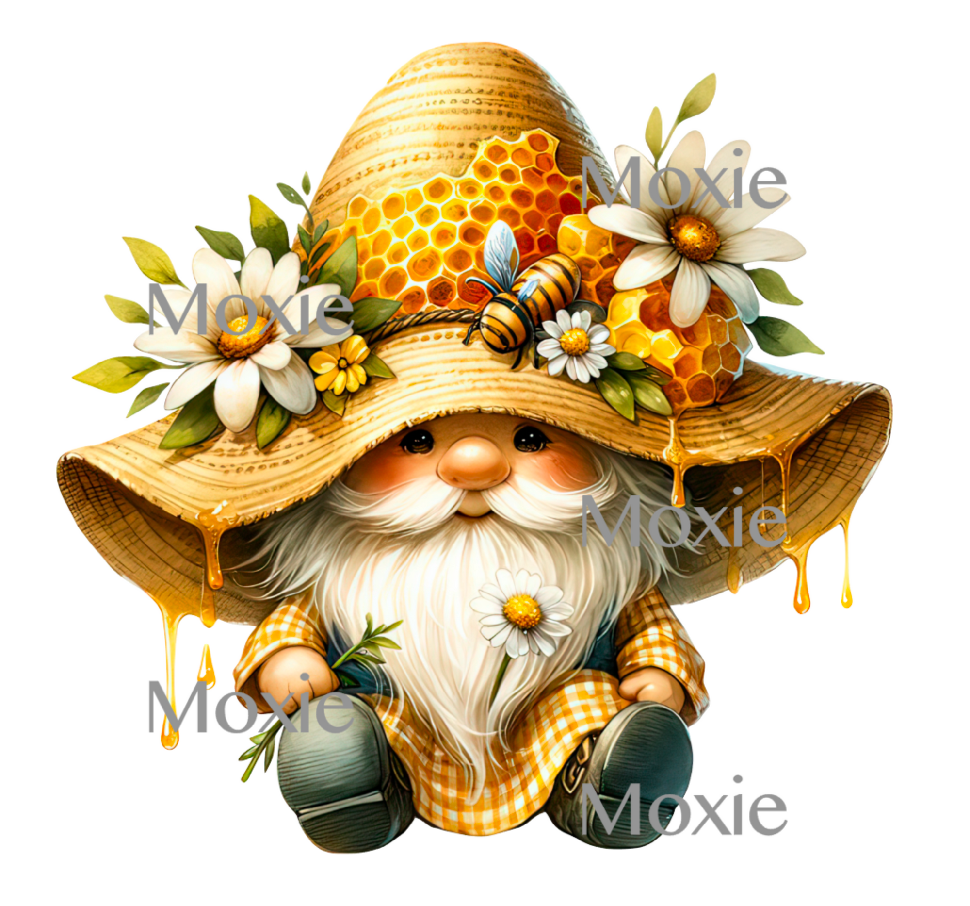 Honey Bee Daisy Gnome Decal &amp; Acrylic Blank COMBO
