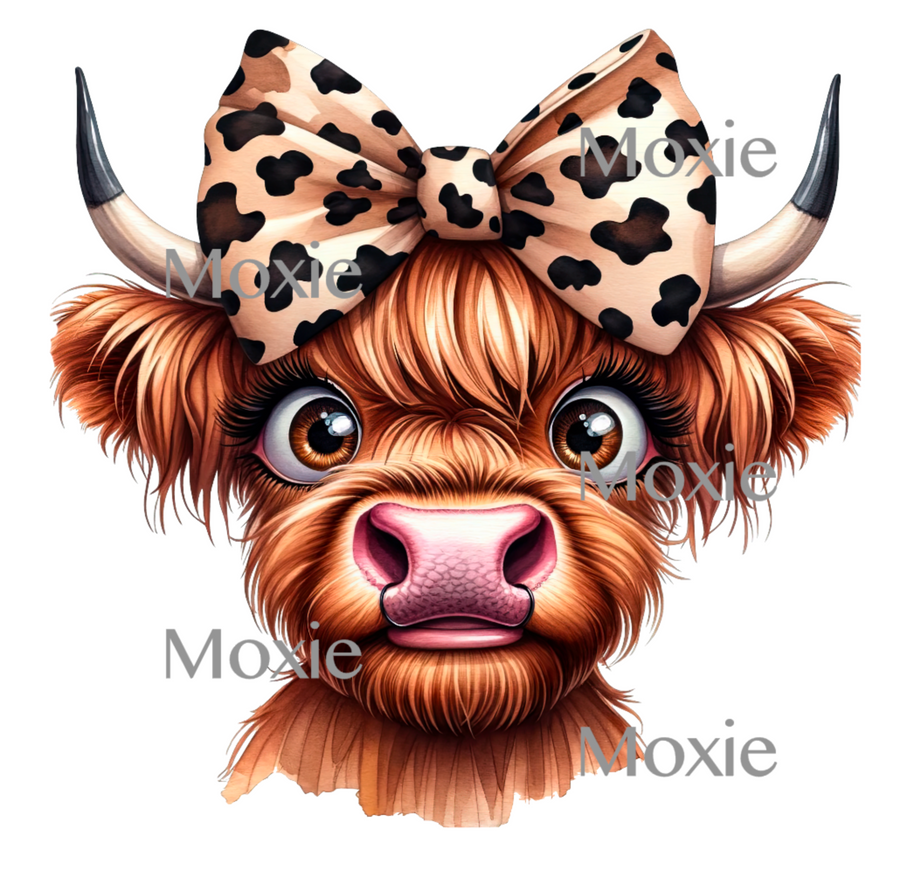 Highland Cow Face Bow Decal & Acrylic Blank COMBO