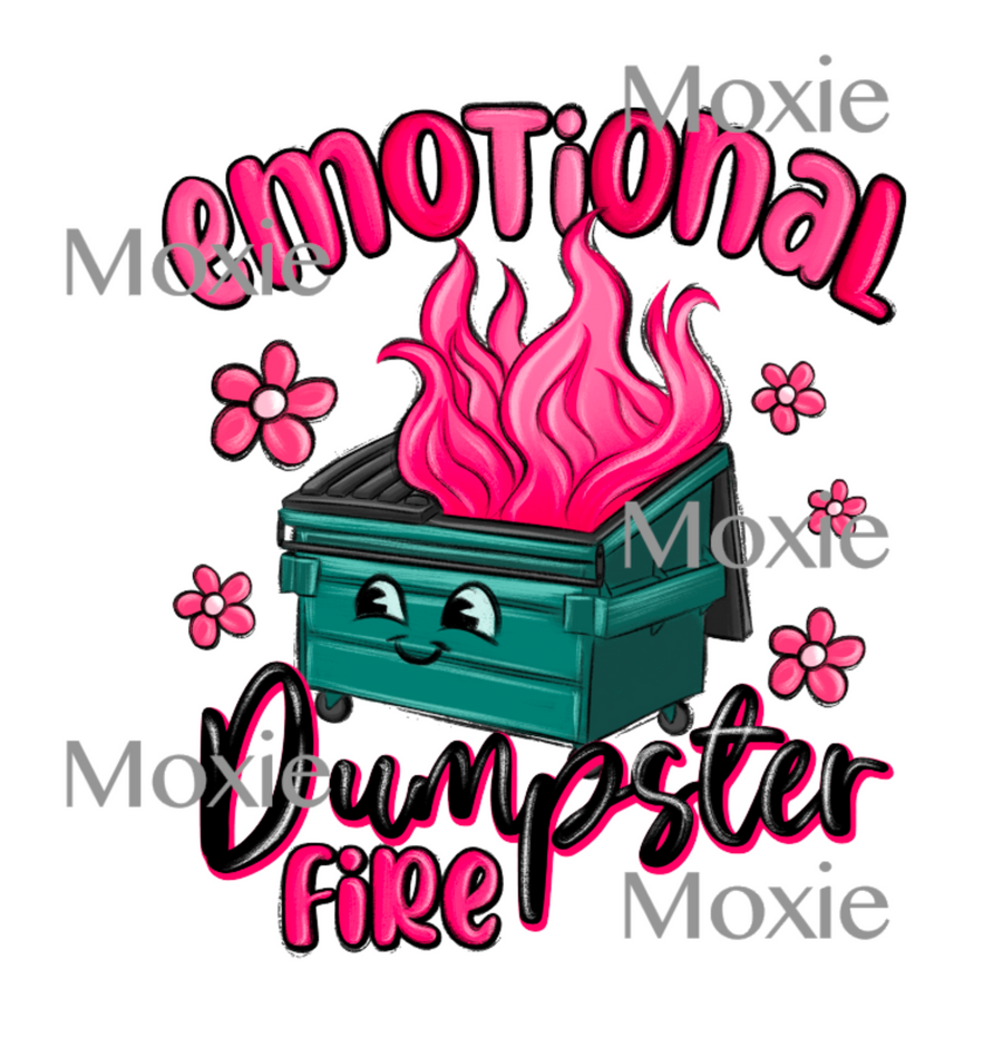 Emotional Dumpster Fire UV DTF Transfer