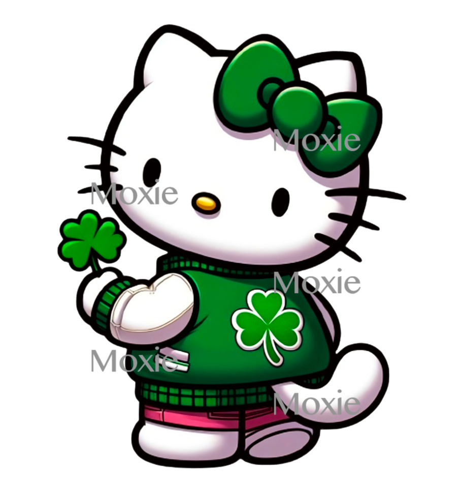 Hello Kitty Shamrock Decal & Acrylic Blank COMBO