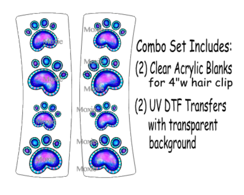 Dog Paws Hair Clip UV DTF/Blanks Combo