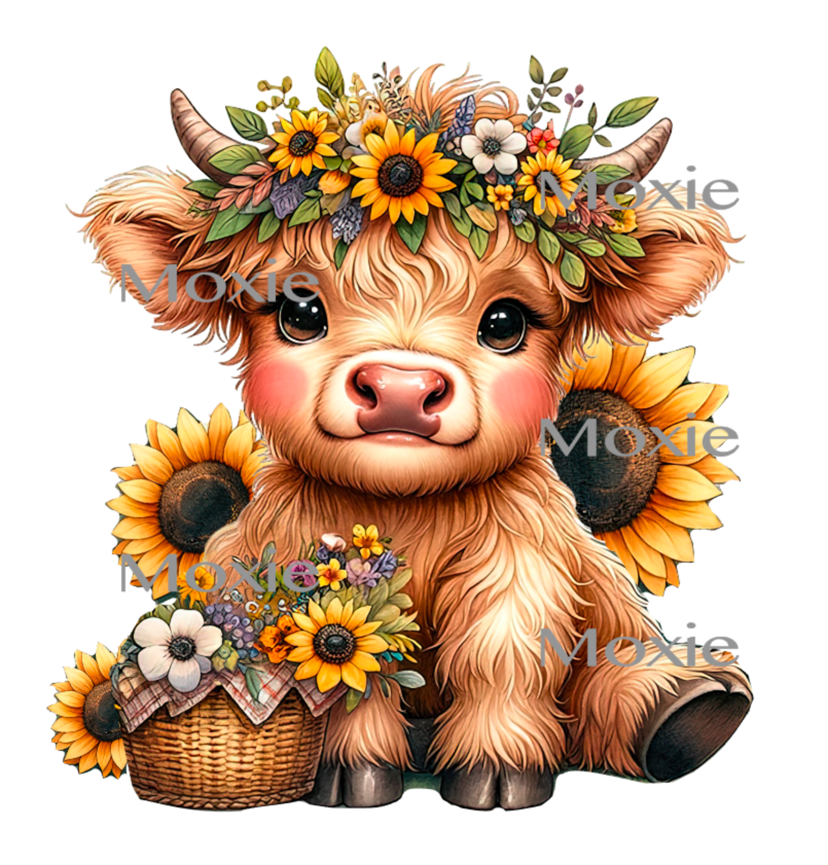 Baby Highland Sunflowers Acrylic Blank Decal