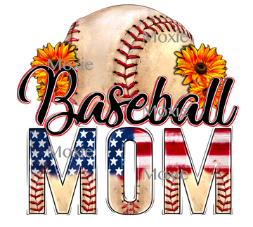 Baseball Mom Sunflower UV DTF